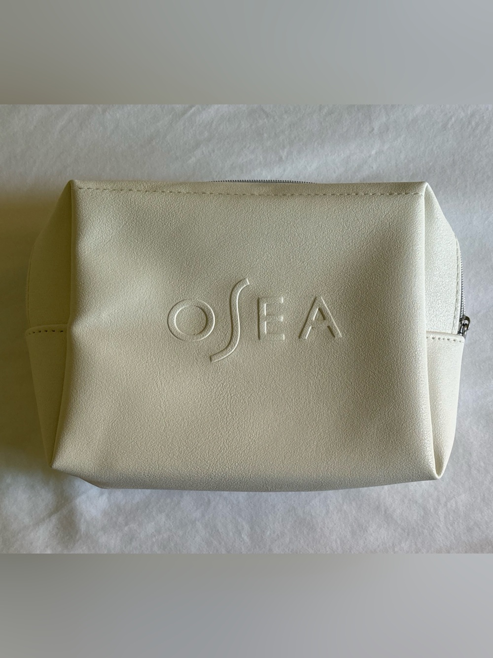 OSEA Embossed Cream Cosmetic Pouch
